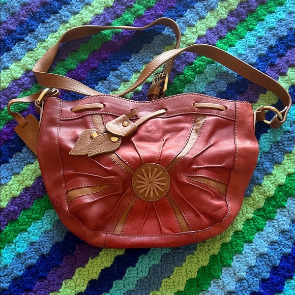 PIKOLINOS Handbags - Pikolinos Leather Crossbody Bag in Burnt Orange with Tan Trim